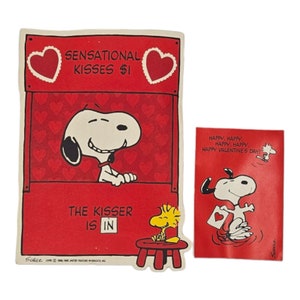 Décoration murale Snoopy pour la Saint-Valentin de 1965 - très difficile à trouver - Bonus inclus : carte de Saint-Valentin Snoopy inutilisée de 1965 en excellent état