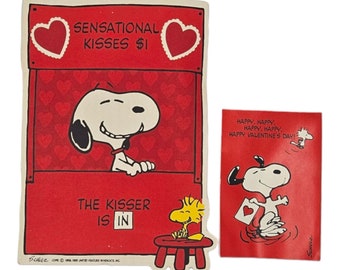 1965 Snoopy Valentine's Day Wall Decor - Sehr schwer zu finden - Bonus inbegriffen: 1965 Snoopy Unbenutzte Valentinskarte in sehr gutem Zustand