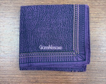 Vintage 1980’s Gianni Versace purple Men’s Pocket Square - never opened before, never worn or washed or used.