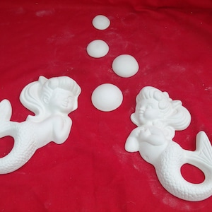 Mermaid Wall Plaques Bisque Ready to Paint