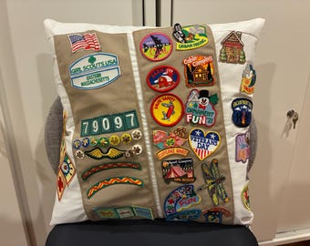 Boyscout/Girlscout Pillow, Throw Pillow, Troop leader Gifts , Custom Scout with your Scouting badges