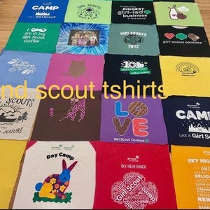 Customized Girl/Boy Scout Themed Tshirt  Quilt with your Personal Scout Vest & Patches