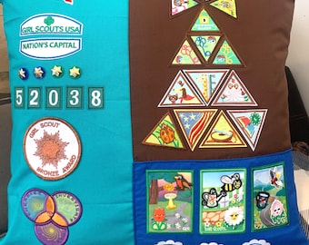 Custom Scout Uniform Memory Pillow, Badge Keepsake