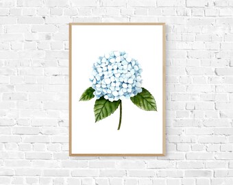 Blue Hydrangea Print, Hydrangea Watercolor, Blue Flower Art, Hydrangeas Painting, Hydrangeas Picture, Hydrangeas Art Prints