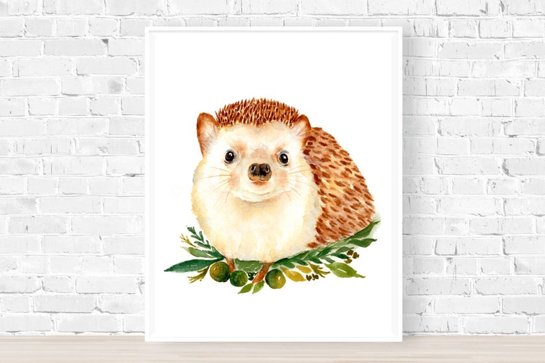 Hedgehog Print, Watercolor Hedgehog, Erinaceinae Print, Hedgehog Gifts, Hedgehog Illustration, Woodland Animal, Nursery Hedgehog image 1