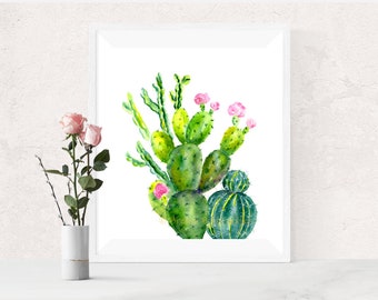 Cactus Print, Cactus Gift, Cactus Decor, Cacti Plant, Green Decor, Prickly Pear Print, Botanical Prints, Plant Print, Plant Gift