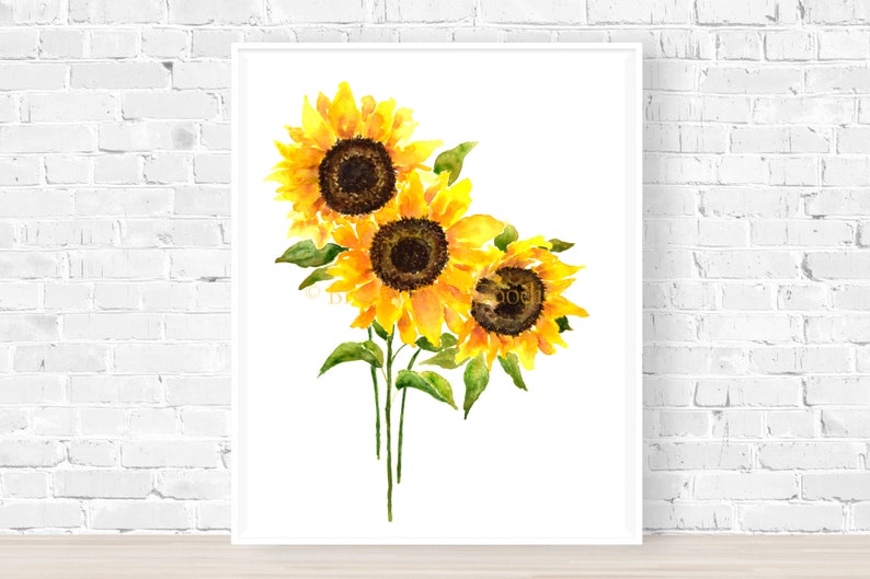Sunflower Print, Sunflower Gifts, Sunflowers Painting, Yellow Wall Art, Yellow Print, Flowers for Wall, Flowers Print, Watercolor Flower image 1