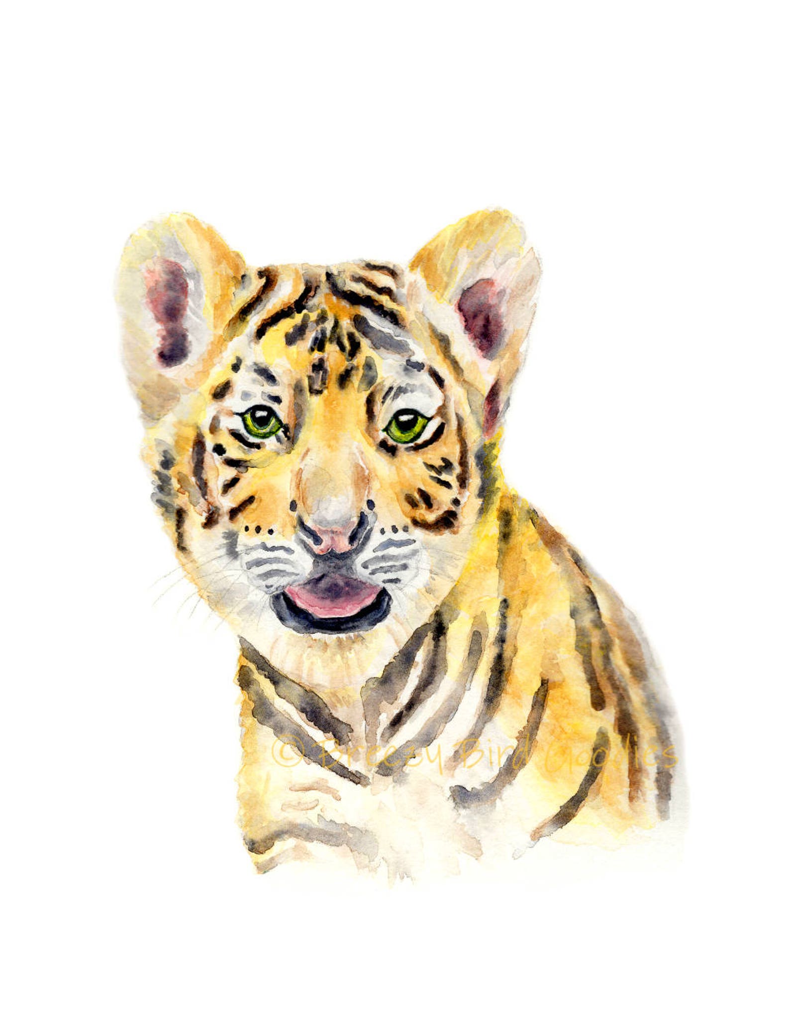 Woody the Tiger Print Baby Tiger Painting Watercolour