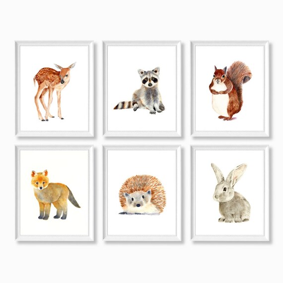 Nursery Prints Woodland Animals Baby 