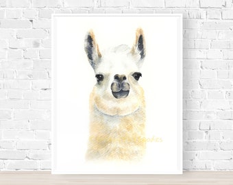 Llama Print, Llama Gifts, Farm Animal Print, Farm Animal Wall Art, Nursery Decor, Cute Gift, Cute Art Print, Watercolor Animal Print