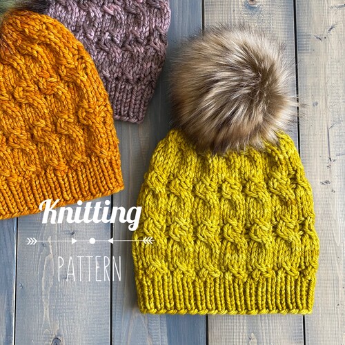 Instant Download Chunky Lace Beanie Knitting Pattern Knit Etsy