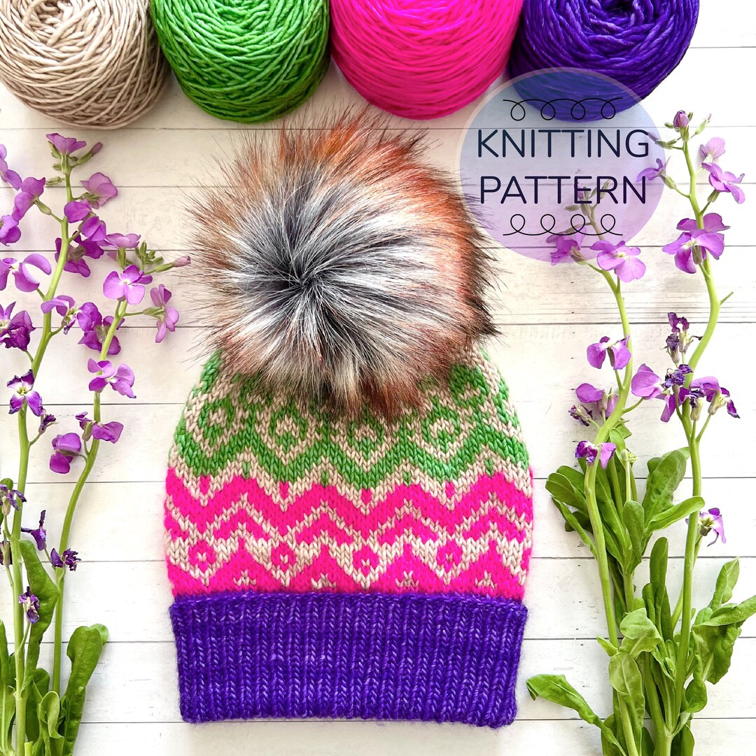 Technicolor Beanie KNITTING PATTERN - Etsy