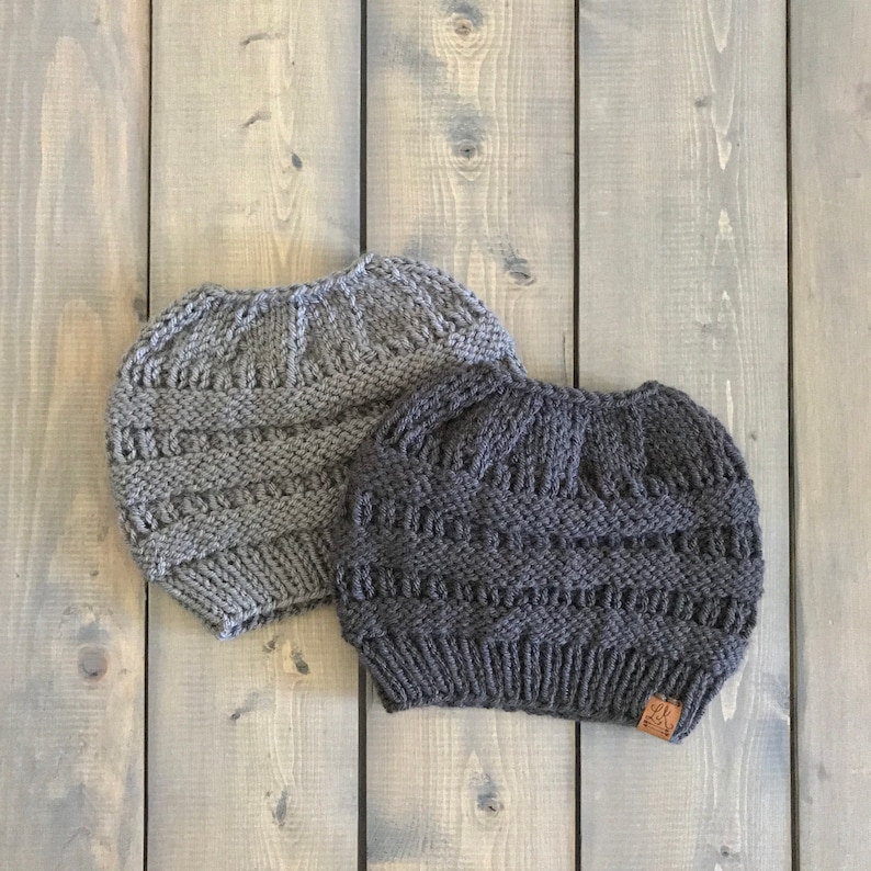 Adult Messy Bun Hat gray or light gray