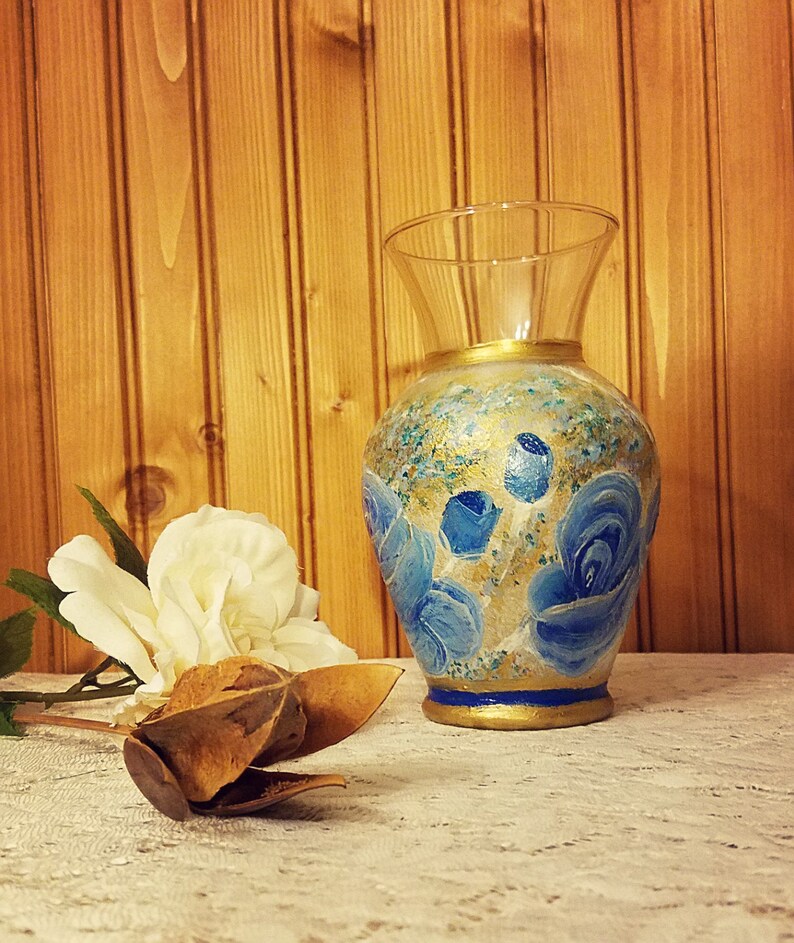 Belle peint à la main Vase en verre Cadeau parfait Un seul Etsy France