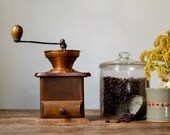 Vintage Tabletop Wooden Coffee Mill Farmhouse Kitchen