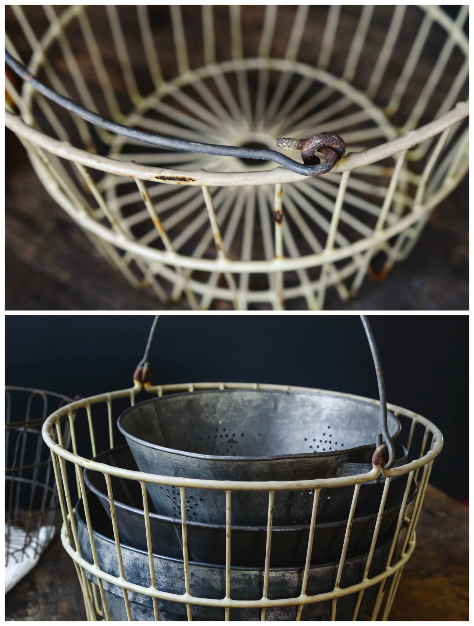 Vintage Rubber Coated Metal Bushel Basket Farmhouse Decor Etsy