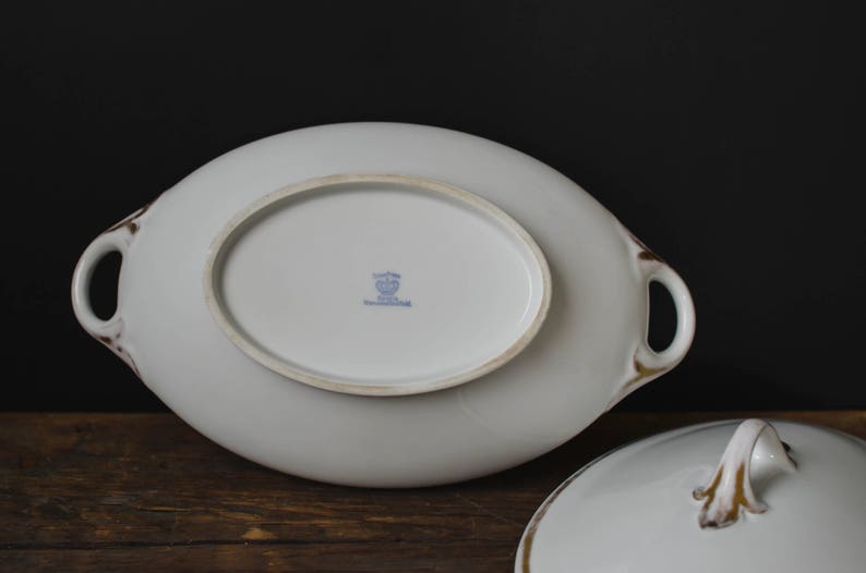 Vintage Porcelain Oval Serving Dish with Lid and Handles Etsy