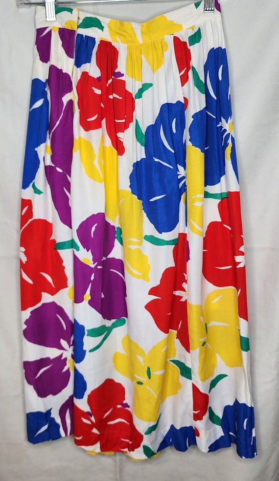 Vintage 1990s Jimmy Garcia NY Skirt Bright Flowers