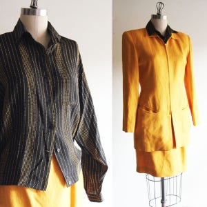 Vintage 90s  Black striped Simoa  Silk Blouse Size  Medium