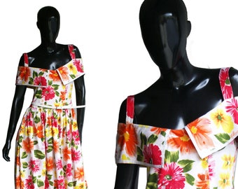 Vintage Spring Floral Print Sun Dress US Size  Large