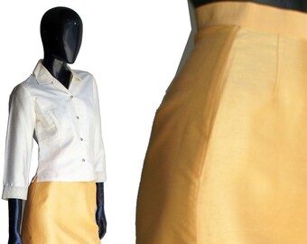 Vintage Mocambo Raw Silk Orange Skirt US Size 7