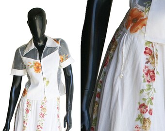Vintage Floral print drawsting skirt US Size Medium