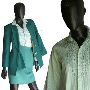 Vintage Ralph Lauren Kelly Green /White Striped Shirt US Size 6