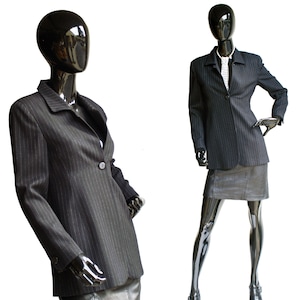 Poppet Black Pinstripe Wool Blazer Size 36