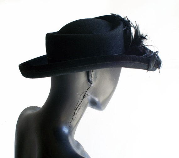 Vintage Mr.. Hi's Classic Black Wool Felt Hat  US… - image 4