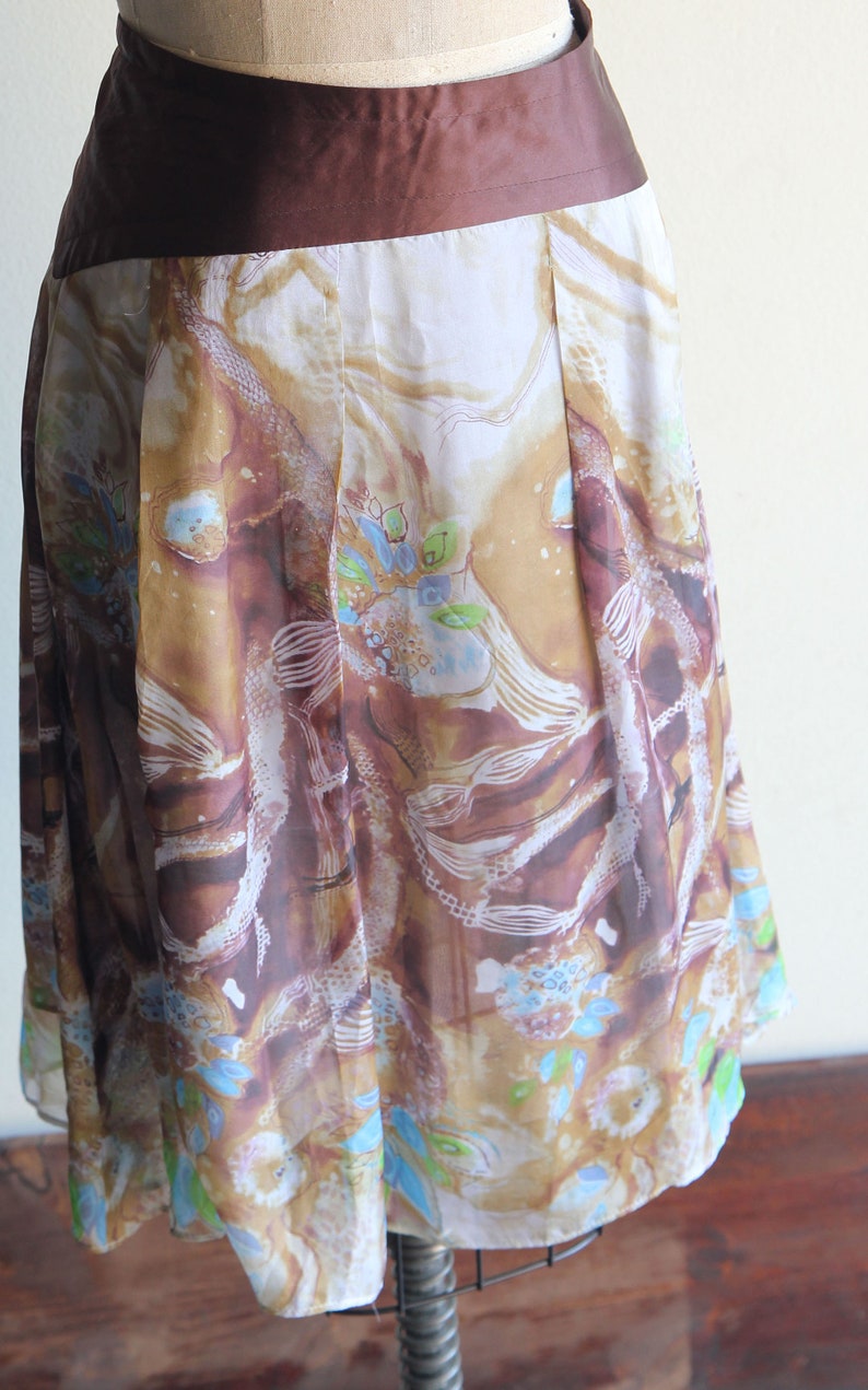 Beautiful Vintage 90s Betsey Johnson Floral Chiffon Skirt Size Large