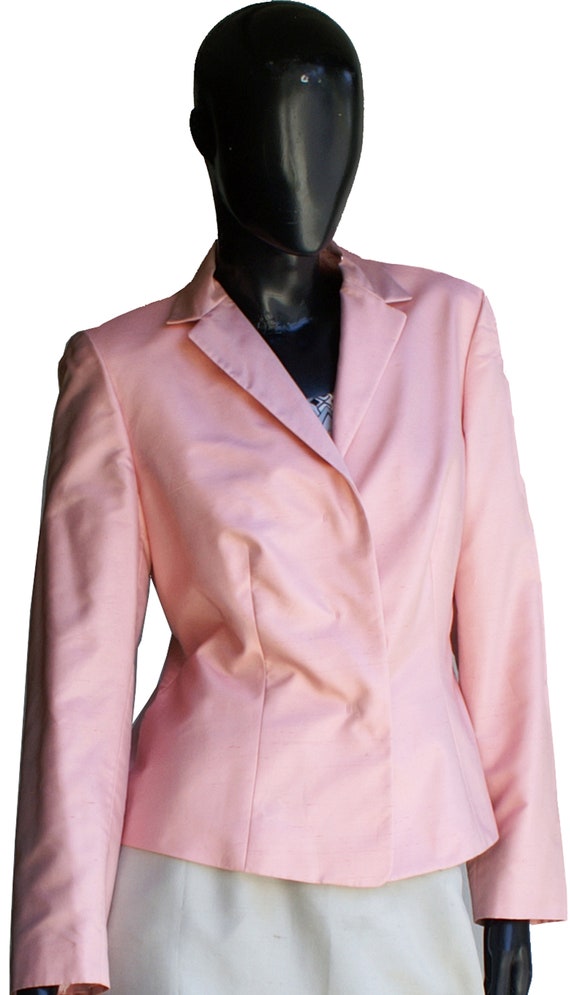 Vintage Ann Taylor Pretty in Pink Silk Blazer Siz… - image 7