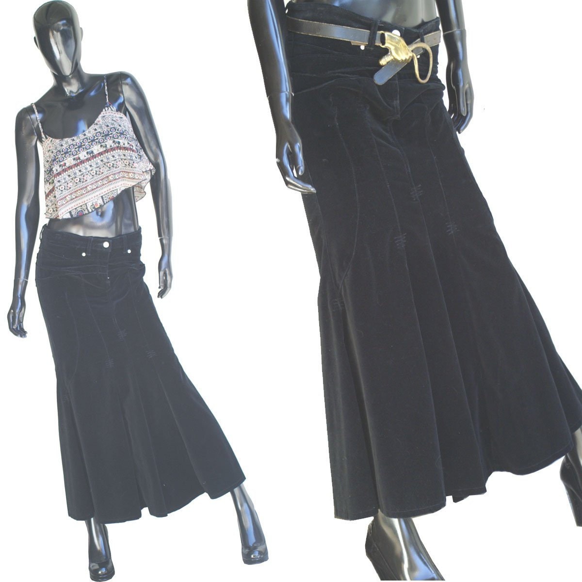 Vintage Bisou Bisou Jeans Black Velvet Mermaid Maxi Fitted | Etsy Hong Kong
