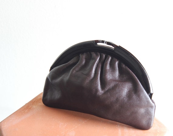 80s Vintage Italian Leather Clutch Handbag - image 3