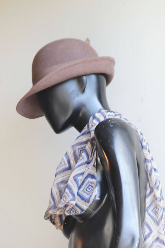 Vintage Geo. Bollman Doeskin Wool Felt Brown Fedota Hat With 