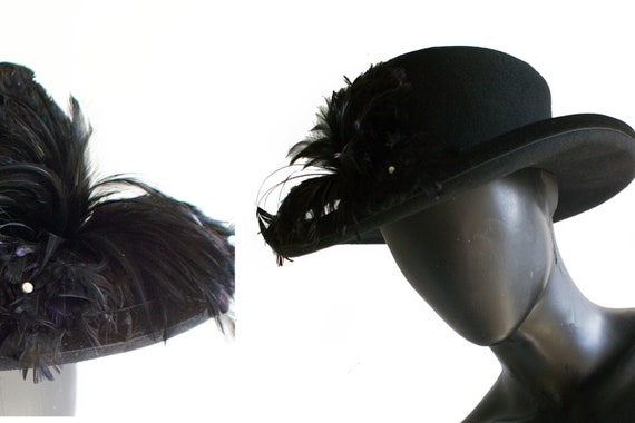 Vintage Mr.. Hi's Classic Black Wool Felt Hat  US… - image 1