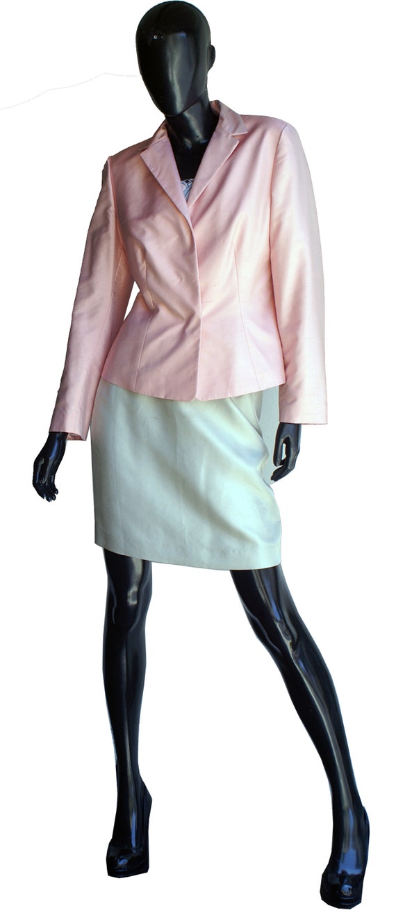 Vintage Ann Taylor Pretty in Pink Silk Blazer Siz… - image 5
