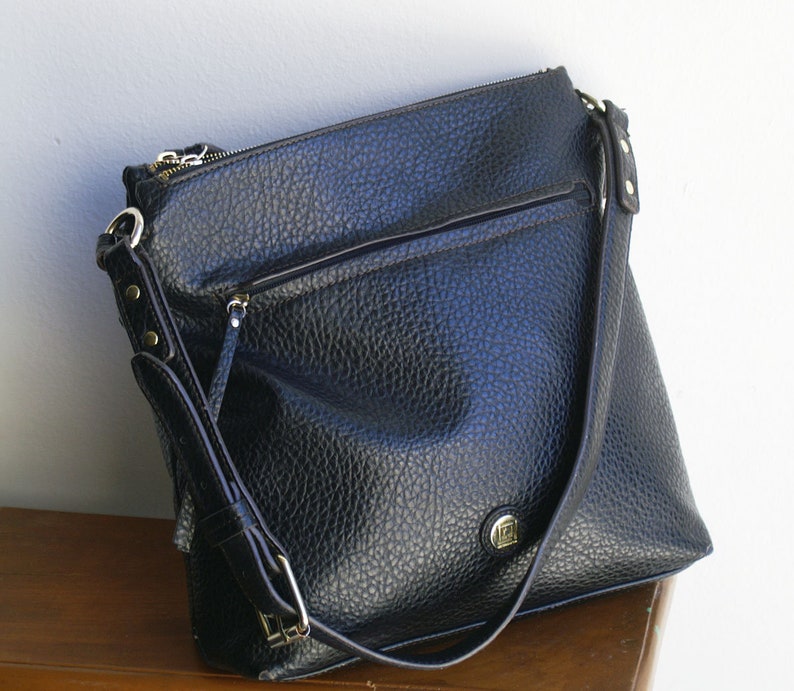 Vintage Liz Claiborne Black Pebble Leather Shoulder Bag US - Etsy