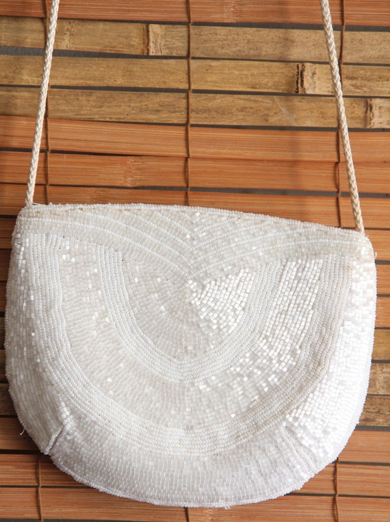 90s Beaded  Ivory  White Cocktal Purse