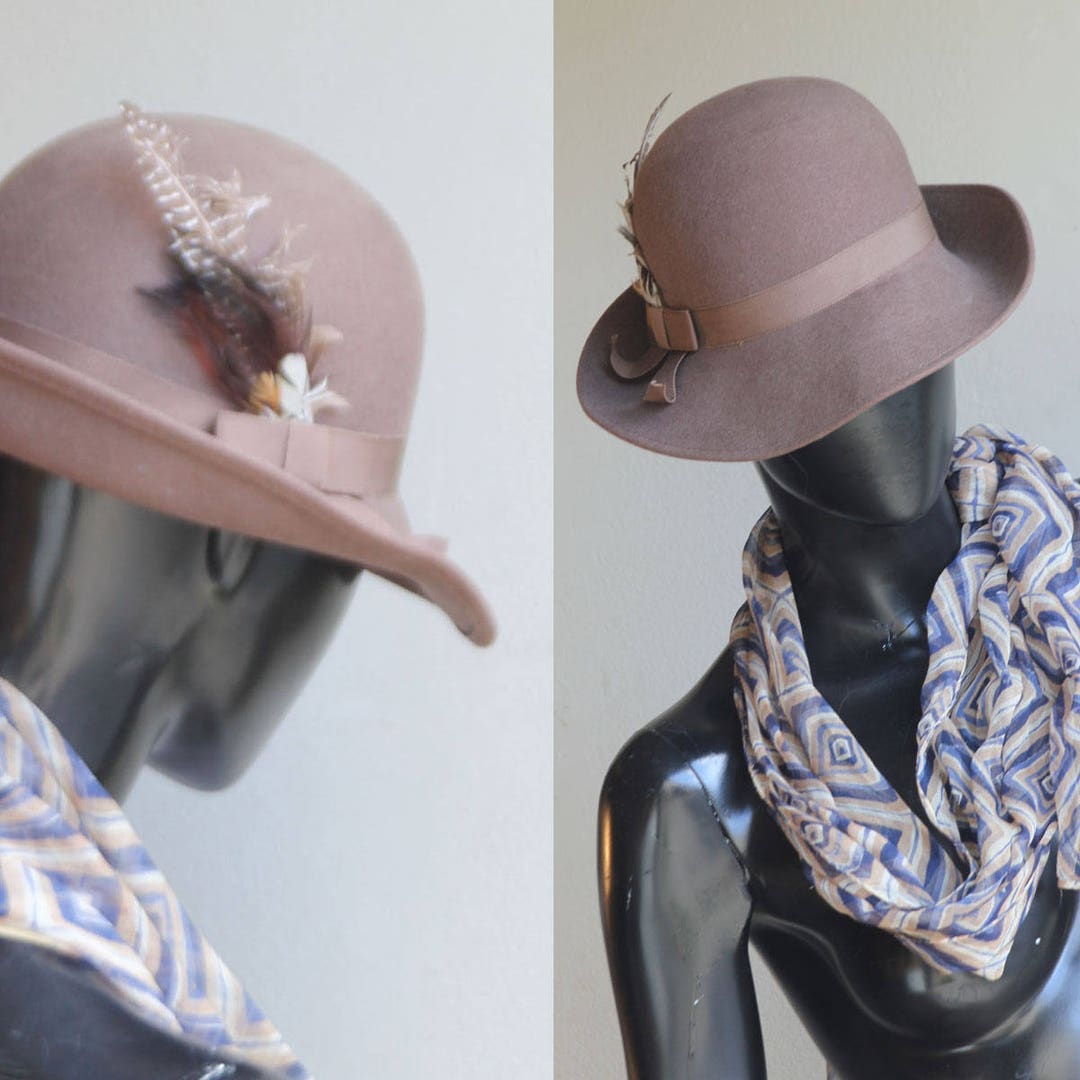 Vintage Geo. Bollman Doeskin Wool Felt Brown Fedota Hat With  display picture 1
