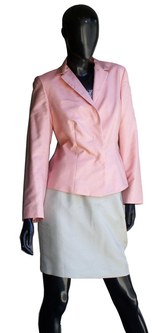 Vintage Ann Taylor Pretty in Pink Silk Blazer Siz… - image 2