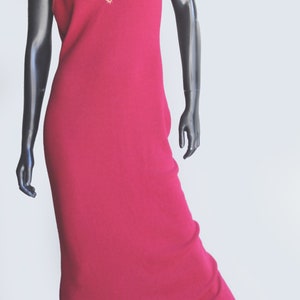 Vintage Moda International Red Knit V-Neck Midi Shift Dress US Size Large
