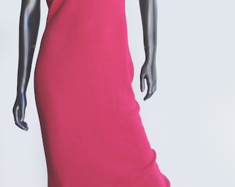 Vintage Moda International Red Knit V-Neck Midi Shift Dress US Size Large