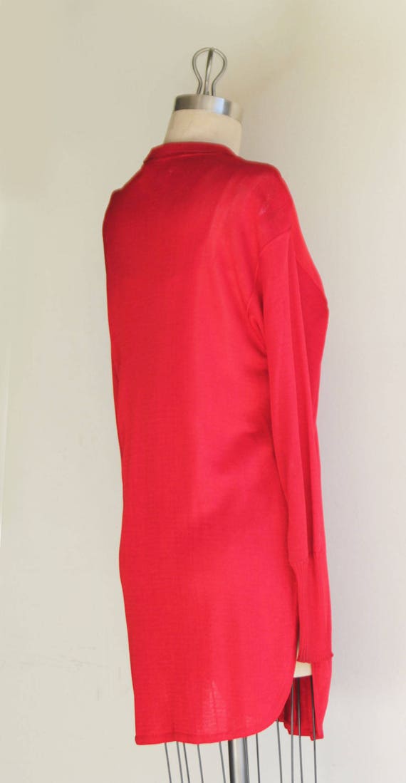 Vintage Claude Montana Red Knit Long Sleeve Tunic… - image 5