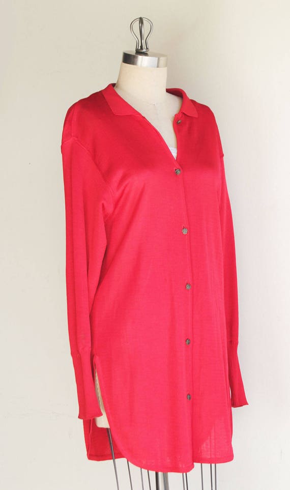 Vintage Claude Montana Red Knit Long Sleeve Tunic… - image 6