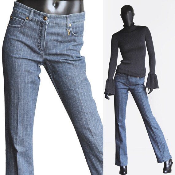 pinstripe blue jeans