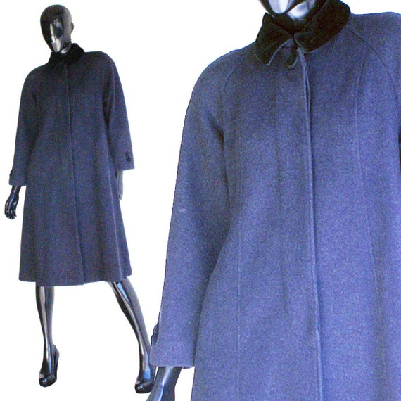 Petit Sophisticate Vintage Gray Wool with Velvet … - image 1