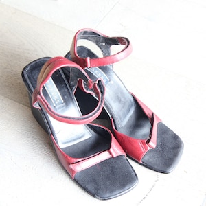 vintage Baker BurgundyWedge Leather Sandal Taille US 71/2M