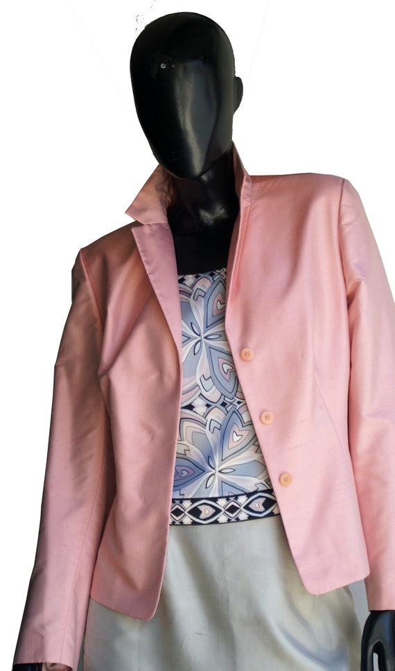 Vintage Ann Taylor Pretty in Pink Silk Blazer Siz… - image 3