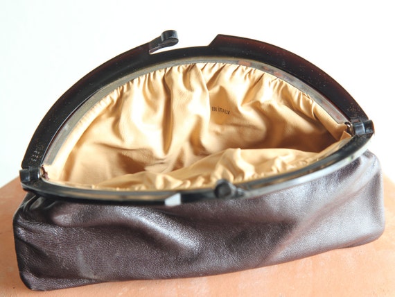 80s Vintage Italian Leather Clutch Handbag - image 2