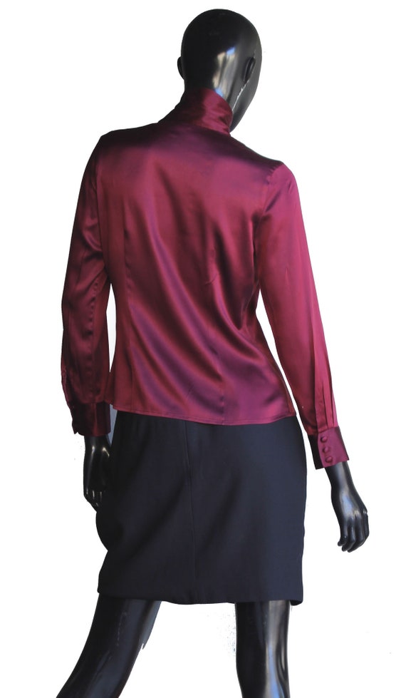 Vintage Ann Taylor Burgundy Wine Silk Blouse/Top … - image 7